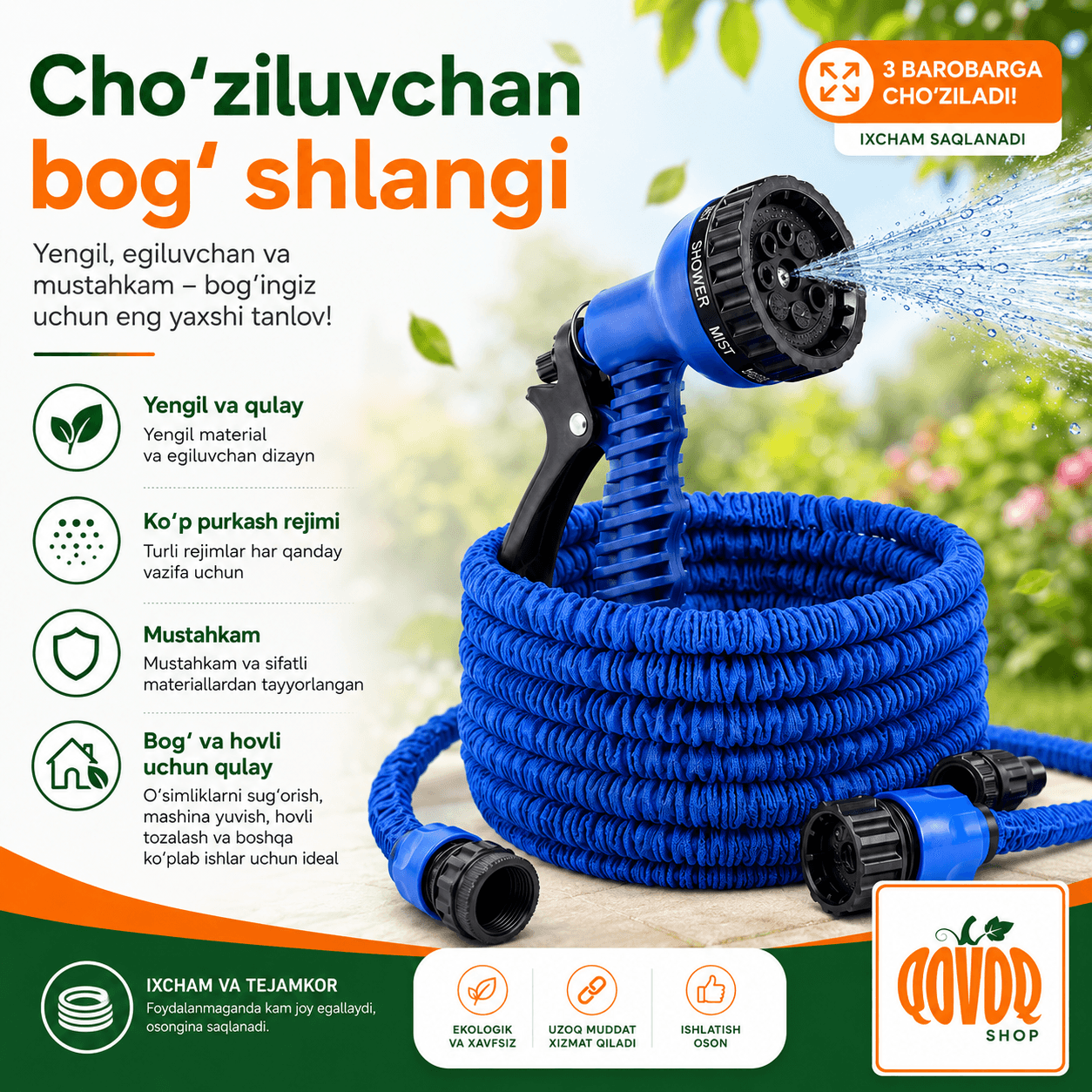 Karcherli shlank 15 metr 2+1