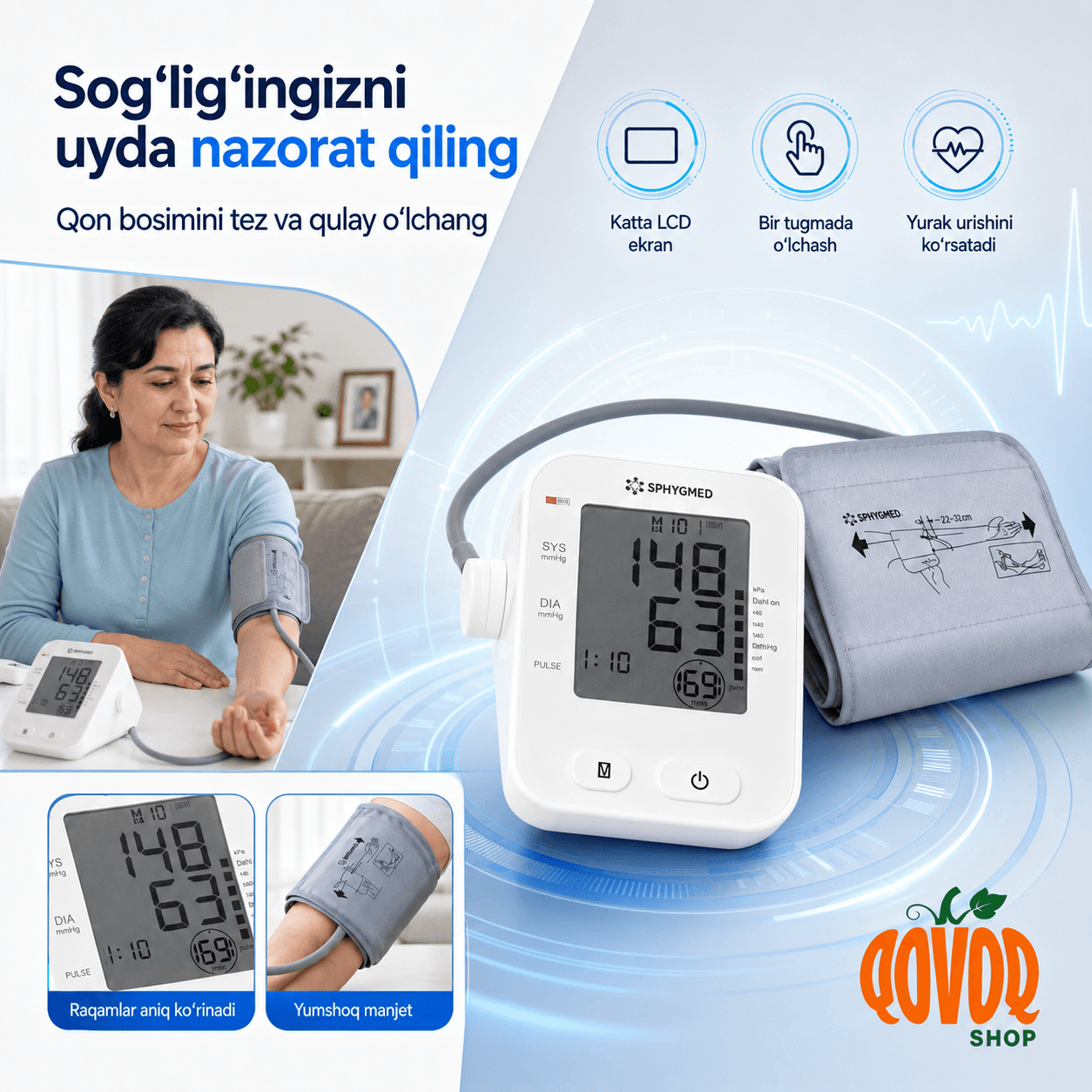 APMEA Avtomatik Qon Bosimi O'lchagich (Tonometr)